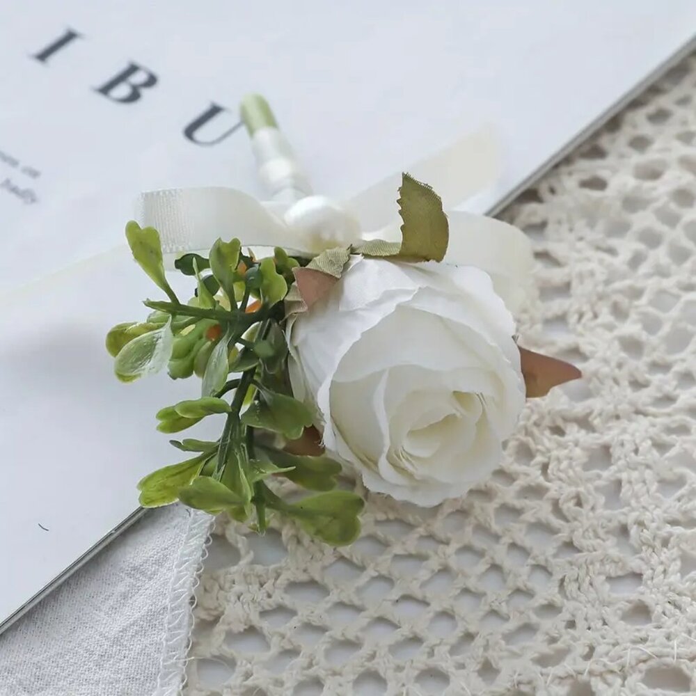 WHITE ROSE BOUTONNIERE - Picture 3 of 3